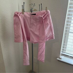 Lauren James Pink Seersucker Bow Shorts